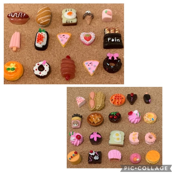 Other - Tiny Plastic Dollhouse Play Food 35 Piece Lot-Donut,Hot Dog,Cake,Peanut,Eggs Etc